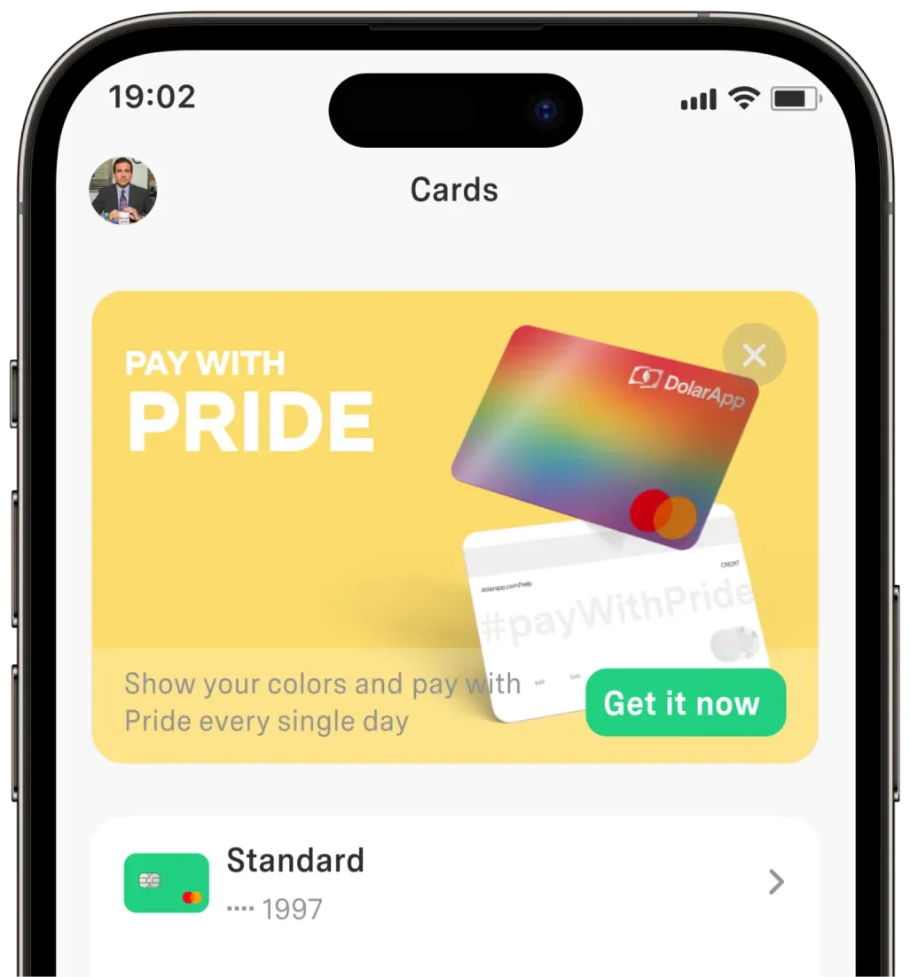 Pay with pride in-app card